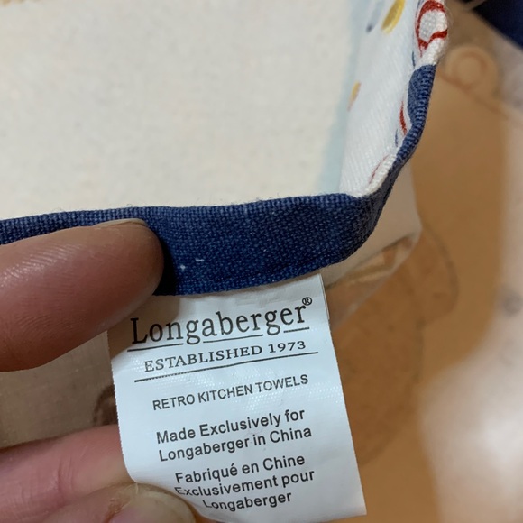 Longaberger Retro Kitchen Hand Towel with Blue Border - Picture 9 of 10